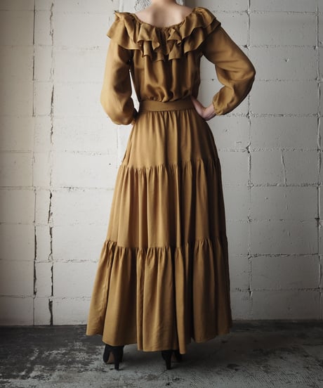 Frill Collar Tiered Long Dress CA