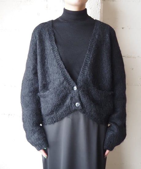 Mohair Knit Short Cardigan BK