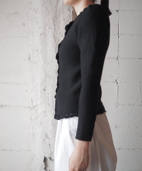Scallop Hem Tyrolean Cardigan BK