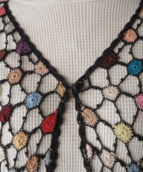 Colorful  Crochet Short Sleeve Cardigan BK
