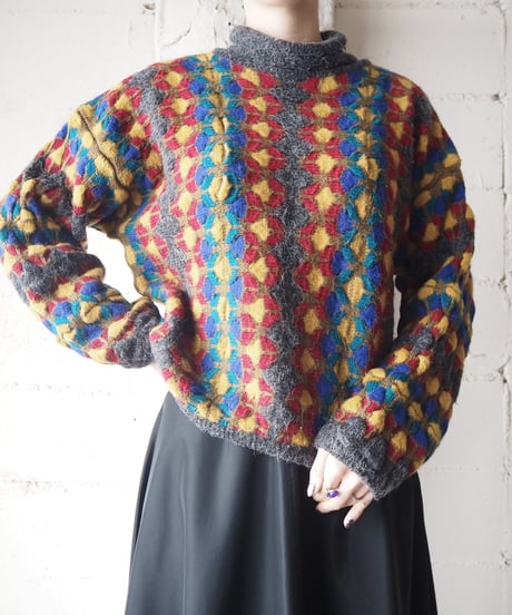 Colorful Pattern High Neck Knit GRYE