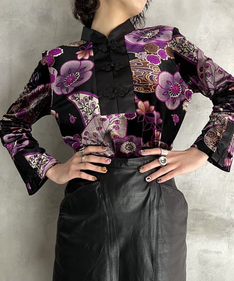 Flower Pattern Velour China PURBK