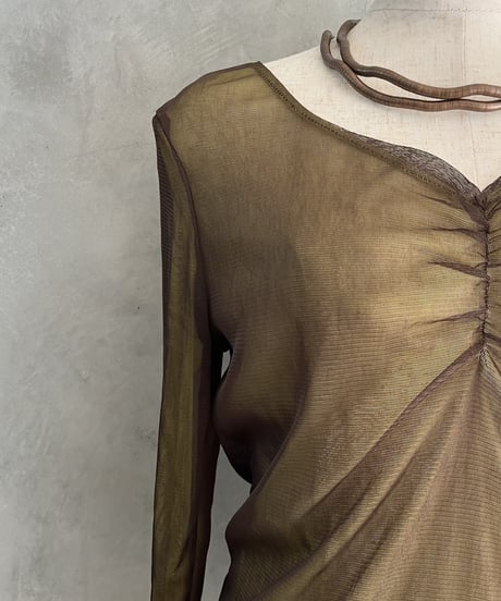 Sheer Frilled Hem Cut Sewn BRGN