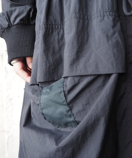 DKNY Hooded Nylon Long Coat BK