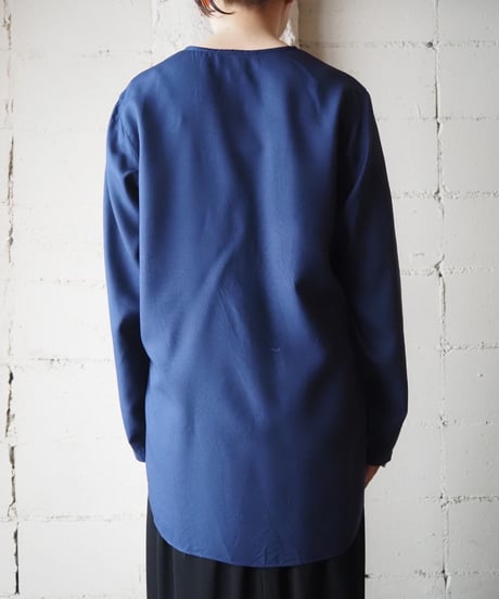Collarless Silk L/S Shirt NV