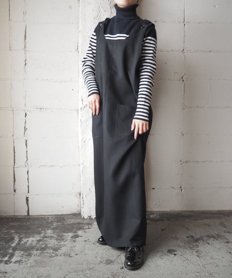 Side Button Jumper Skirt BK