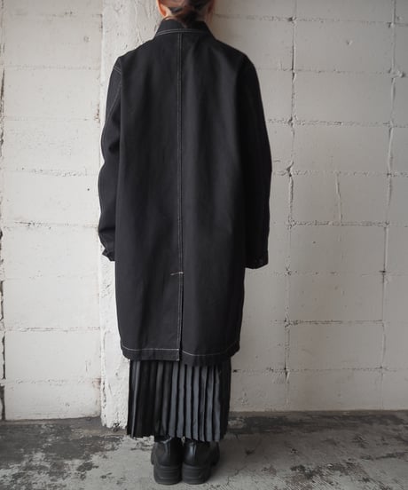 Denim&Co Design Stitch Stand Fall collar Coat BK