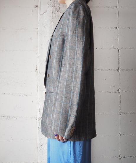 Double Breasted Check Pattern Jacket GR