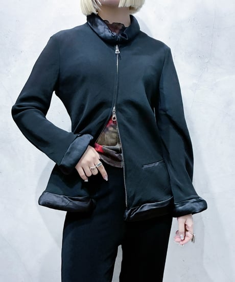 Jean Paul GAULTIER  FEMME Doughnut Collar W zip Jacket BK