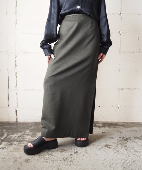 Side Slit Wool Tight Skirt KA