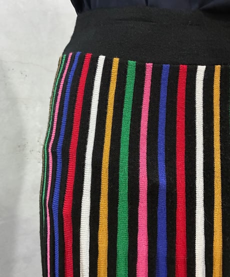 Colorful Pleats Skirt BK RE BL