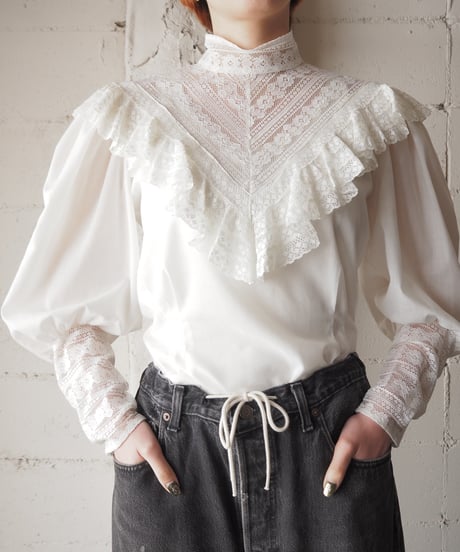 1970~80’s Leg Of Mutton Sleeve Lace Blouse IV