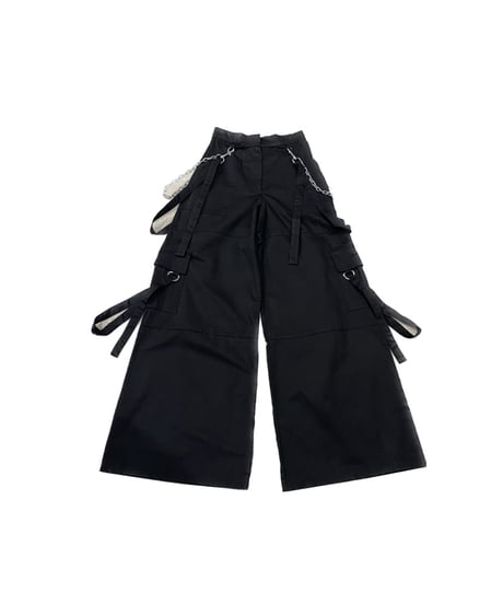 Wide Cargo Pants with Chain BK