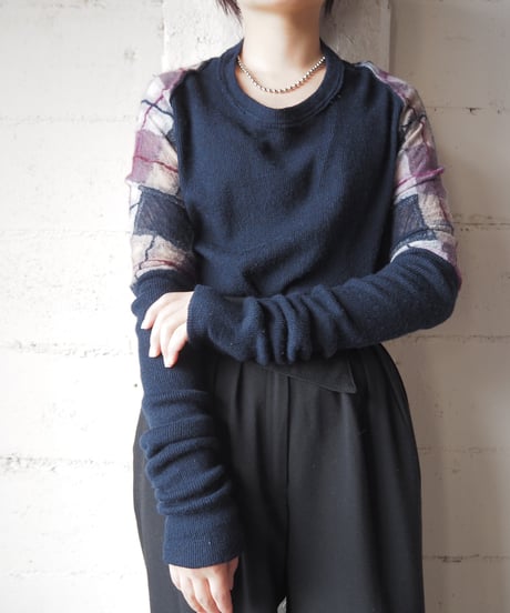 Yohji Yamamoto Long Sleeve Argyle Sweater NVPUR