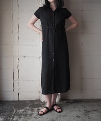 Open Collar Short Sleeve Dress BK