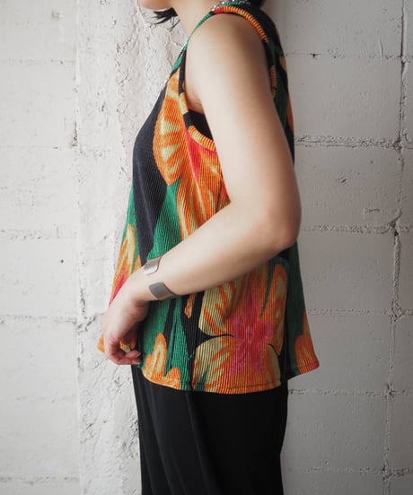 Floral Pattern Pleated N/S BK OR