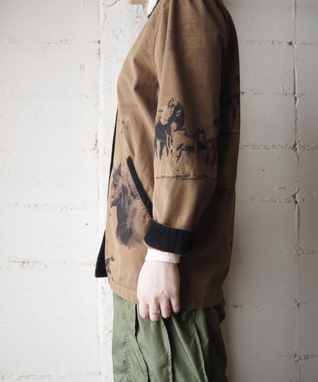 Horse Pattern Corduroy Collar Jacket BRBK