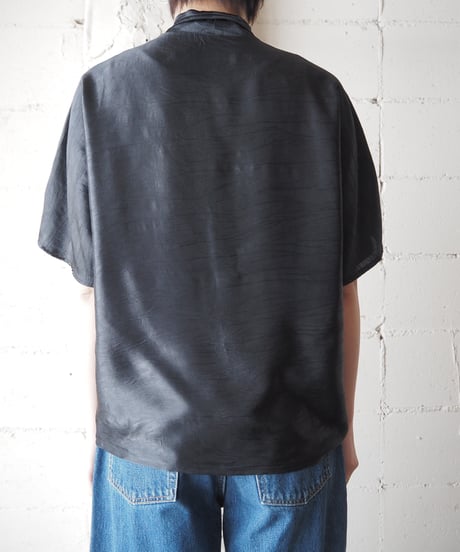 Open Collar Satin Shirt BK
