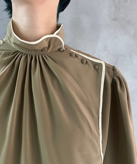 Stand Neck Puff sleeve Blouse BE