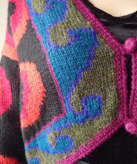 Pattern Short Cardigan BKOR