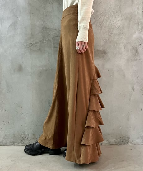 Fake Suede Frilled Design Skirt BR
