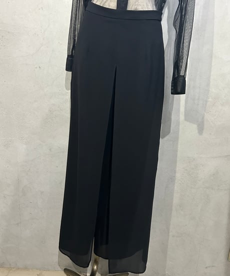 Sheer Layered Wide Pants BK