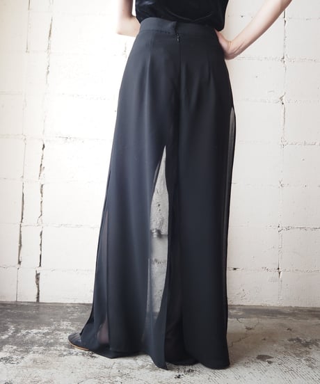 Sheer Layered Design Pants BK