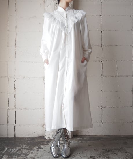 EURO Stand Collar Frill Shirt Dress WH