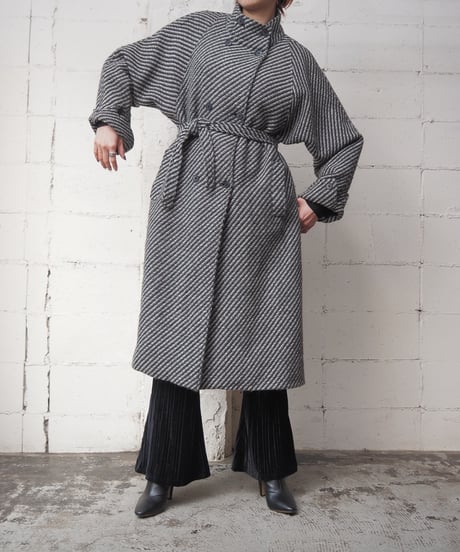 Stand Collar Tweed Coat BKGR