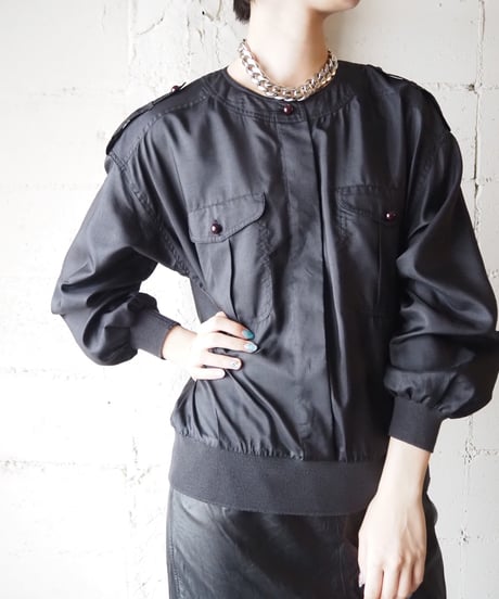 Collarless Epaulets Shirt BK