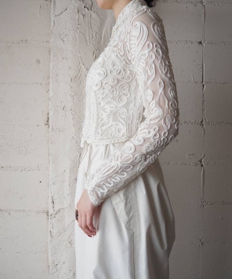 Tape Embroidery Sheer Shirt WH