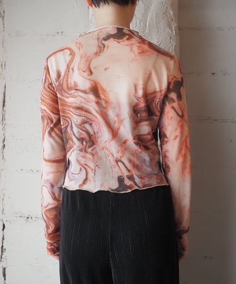Marble Pattern L/S Sheer Cutsewn OR