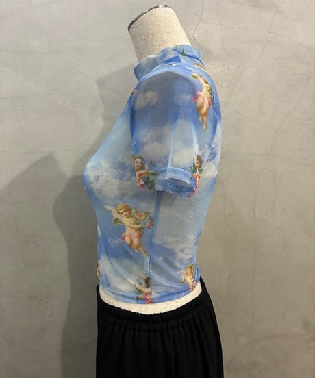 S/S Angel Print Sheer Tops LBL