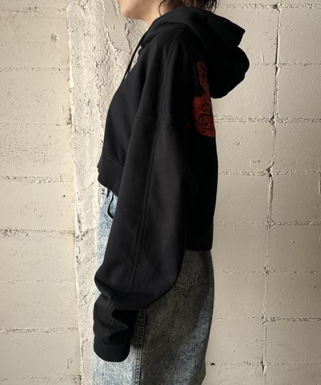 Y-3 Rose Print Short Hoodie BK