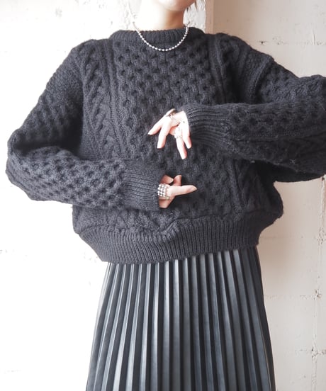 Cropped Fisherman Piece Dyeing Knit BK