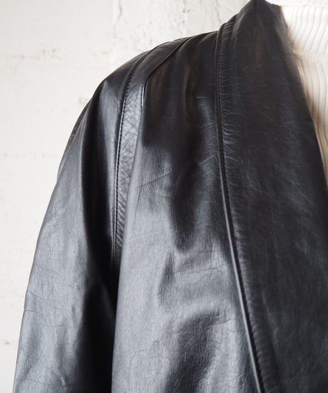 Shawl Collar Leather Jacket BK