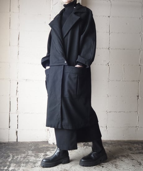 Double Collar Chester Coat BK