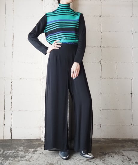 1970's Mock Neck Stripe Sweater BKGNPUR
