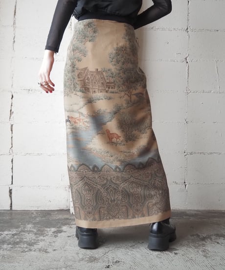 LAUREN Dog Pattern Wrap Skirt BEGN