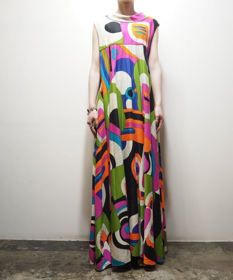 1960~70's Psychedelic Pattern Dress PIGN