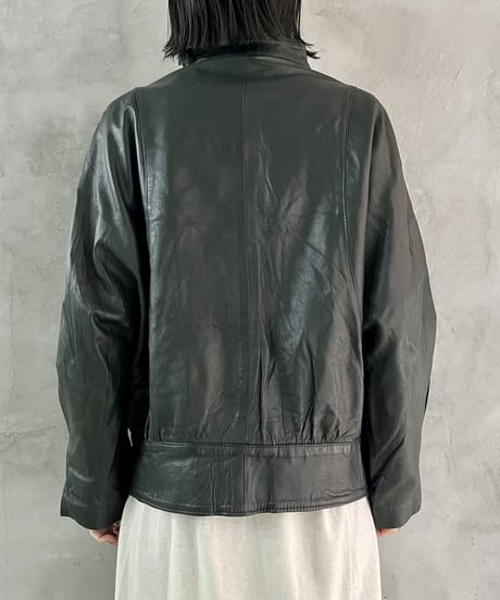 High Neck Dolman Sleeve Leather Jacket GN
