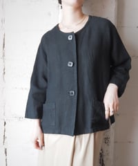 absolut made in Germany Collarless Linen Jacket BK