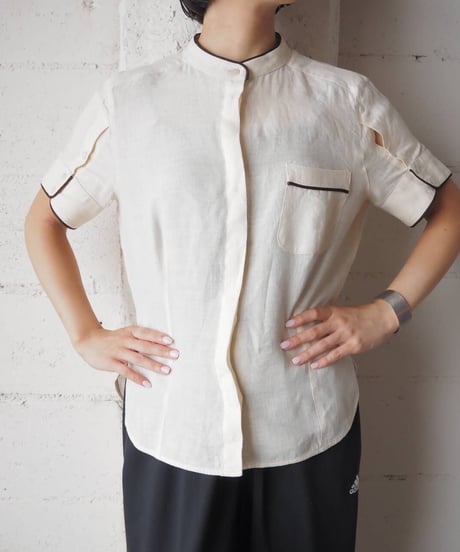 Max Mara Linen Band Collar Shirt IVBK