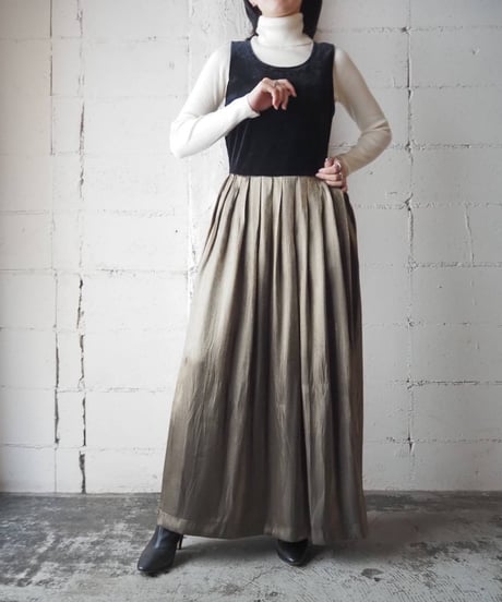 Sleeveless Velour×Shiny Gold Dress BKGD