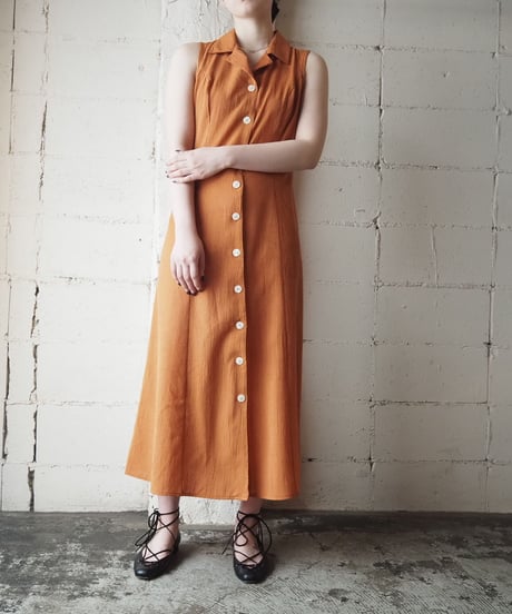 Back Laceup Open Collar N/S Dress OR