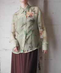 Flower Pattern Sheer Shirt YGN