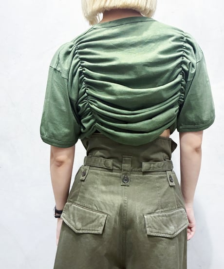 REMAKE Dead Stock Italy Military Tee Shirring Short Top KA