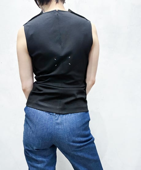 Maison Margiela Drape Design Sleeveless Silk Tops BK