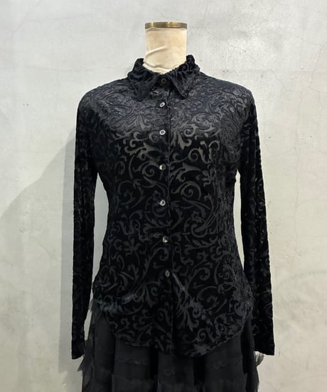 Opal Velour Pattern Sheer Shirt BK
