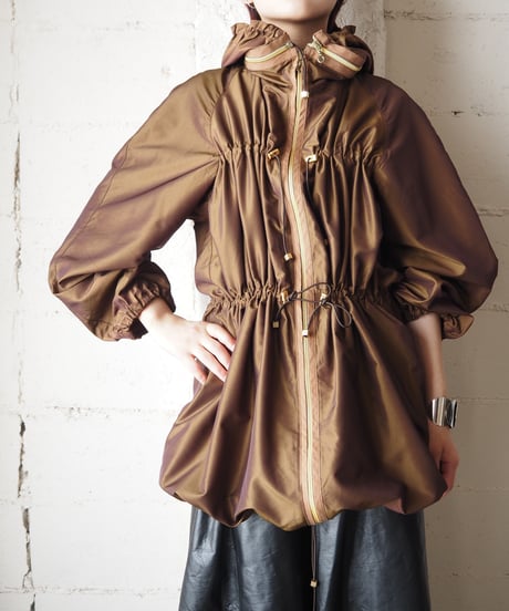 Satin Gather Long Jacket BR